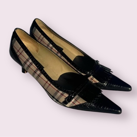 Van Eli Shoes - Vintage 90s Preppy Designer Like Plaid Kitten Heels